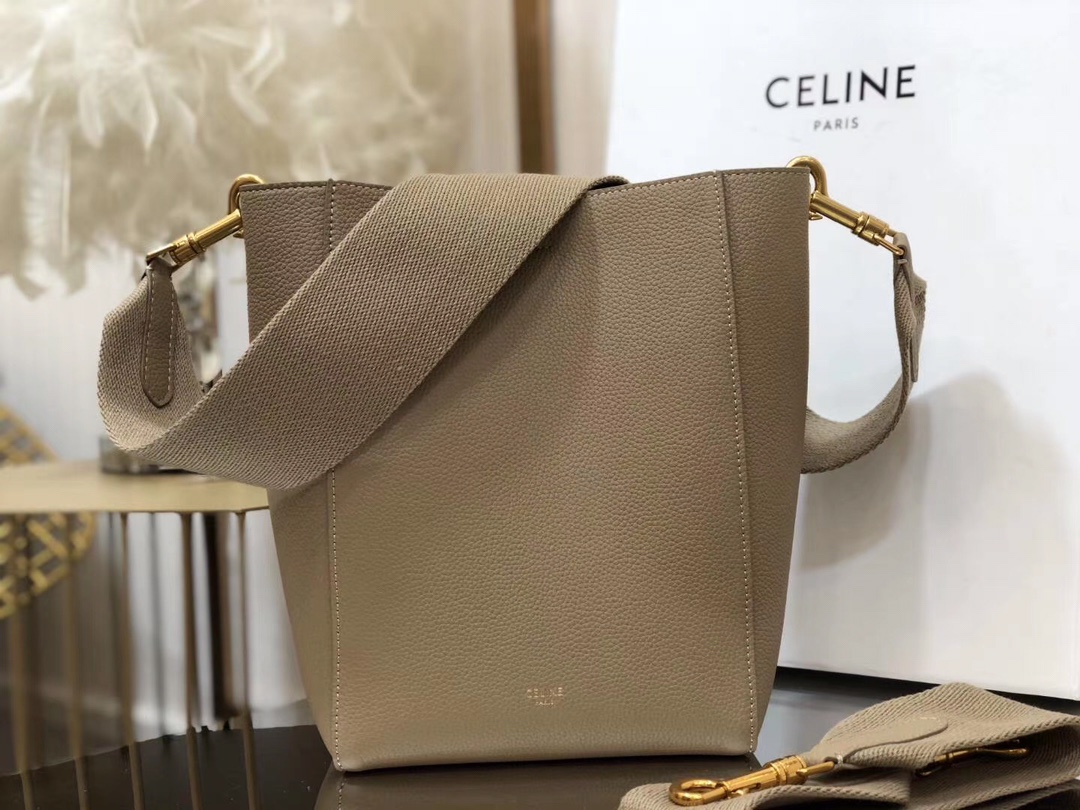 Celin Suau Sangle Bucket In Soft Grained Calfskin-17.5*24.5*12CM