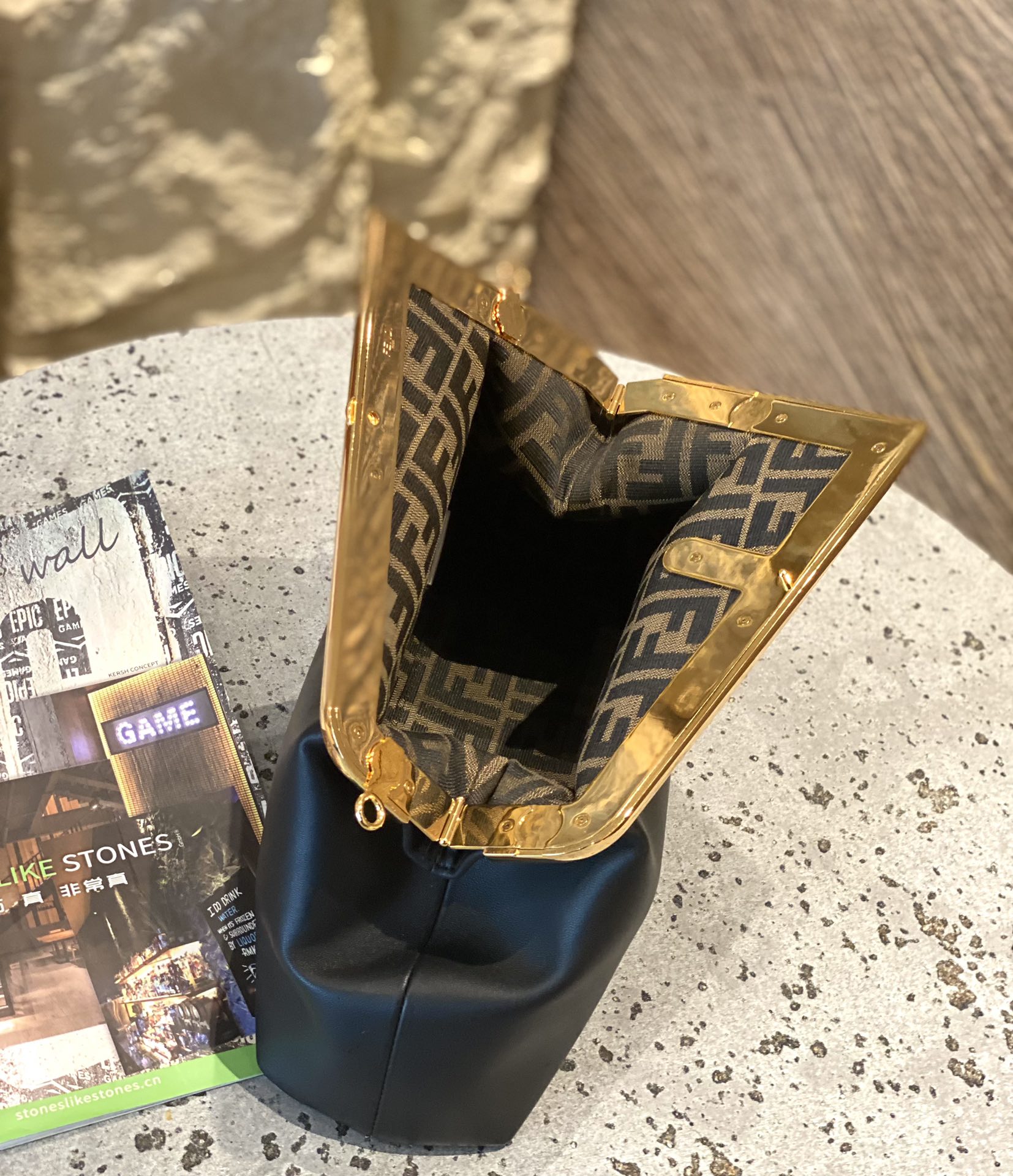 F**di first bag-26*18*9.5/32.5*23.5*15cm(black)