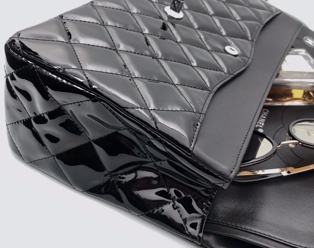 Ch@nel Flap Bag-Silver Hardware-30CM