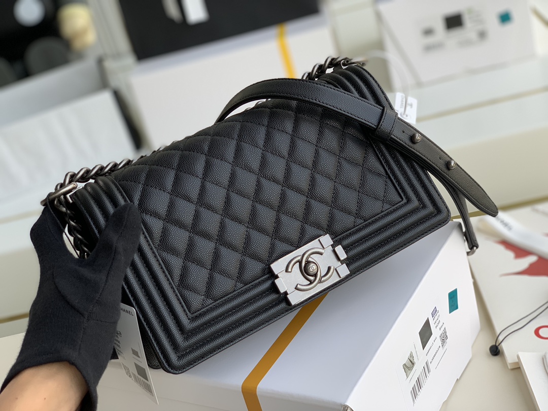 Ch@nel Boy Bag-Caviar-25CM