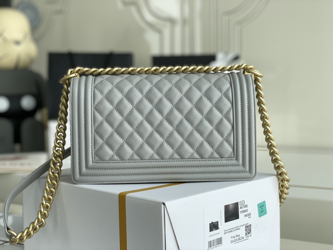 Ch@nel Boy Bag-Caviar-25CM