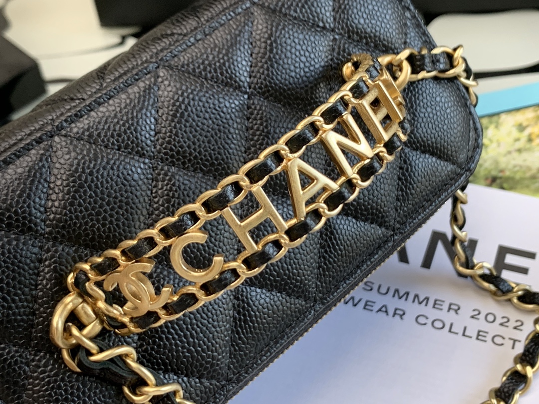 Ch@nel Cosmetic Bag-Caviar-18CM