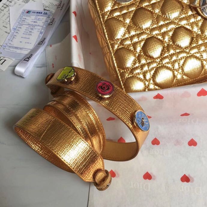 lady D*or bag-gold hardware-20*16.5*8cm