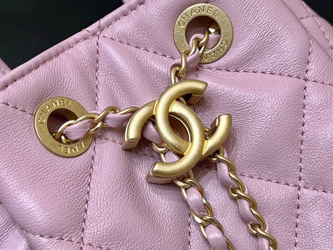 Ch@nel Drawstring Bucket Backpack -16.5*20*11.5CM