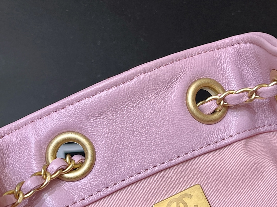 Ch@nel Drawstring Bucket Backpack -16.5*20*11.5CM