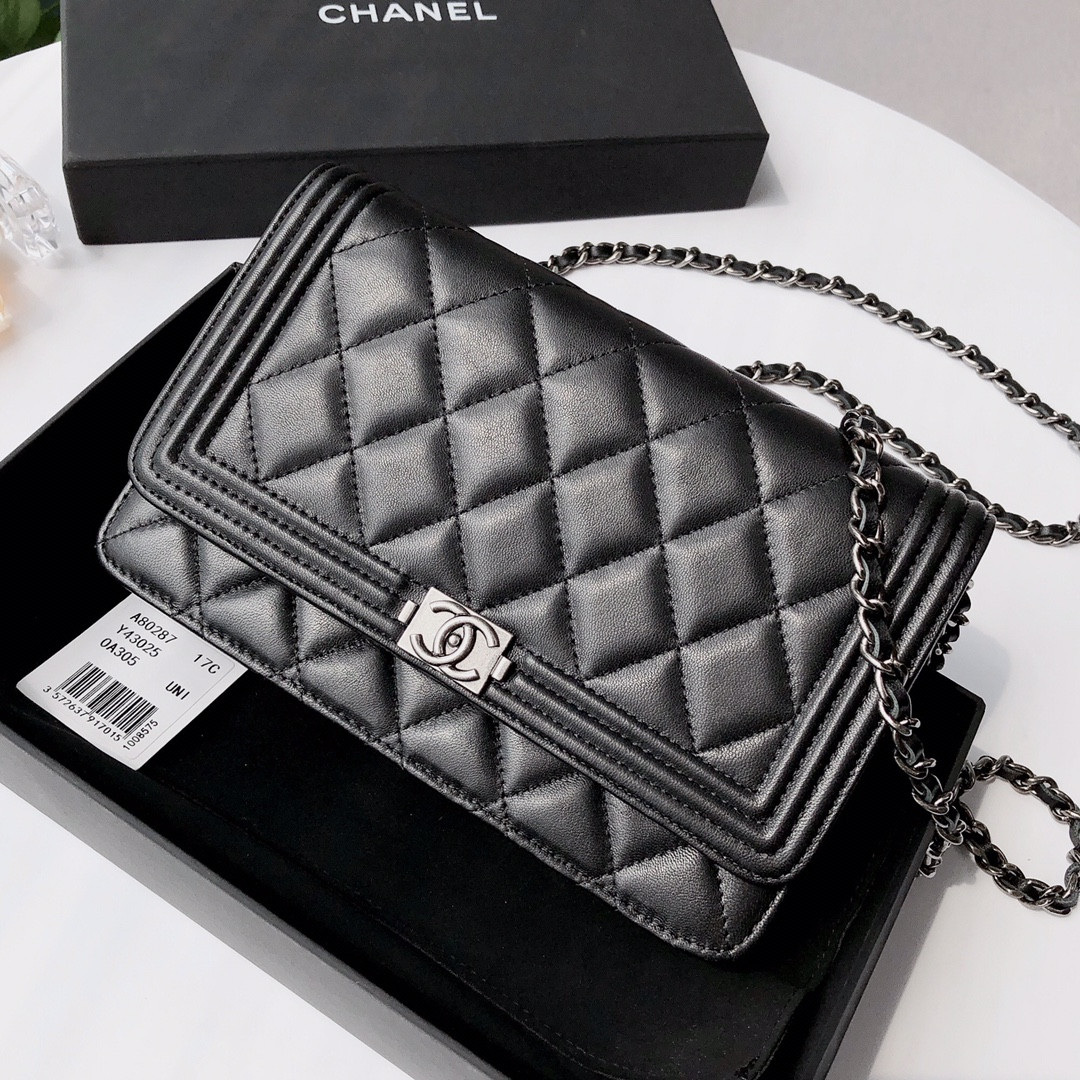 Ch@nel Wallet On Chain-Silver Hardware-19*12*3.5CM