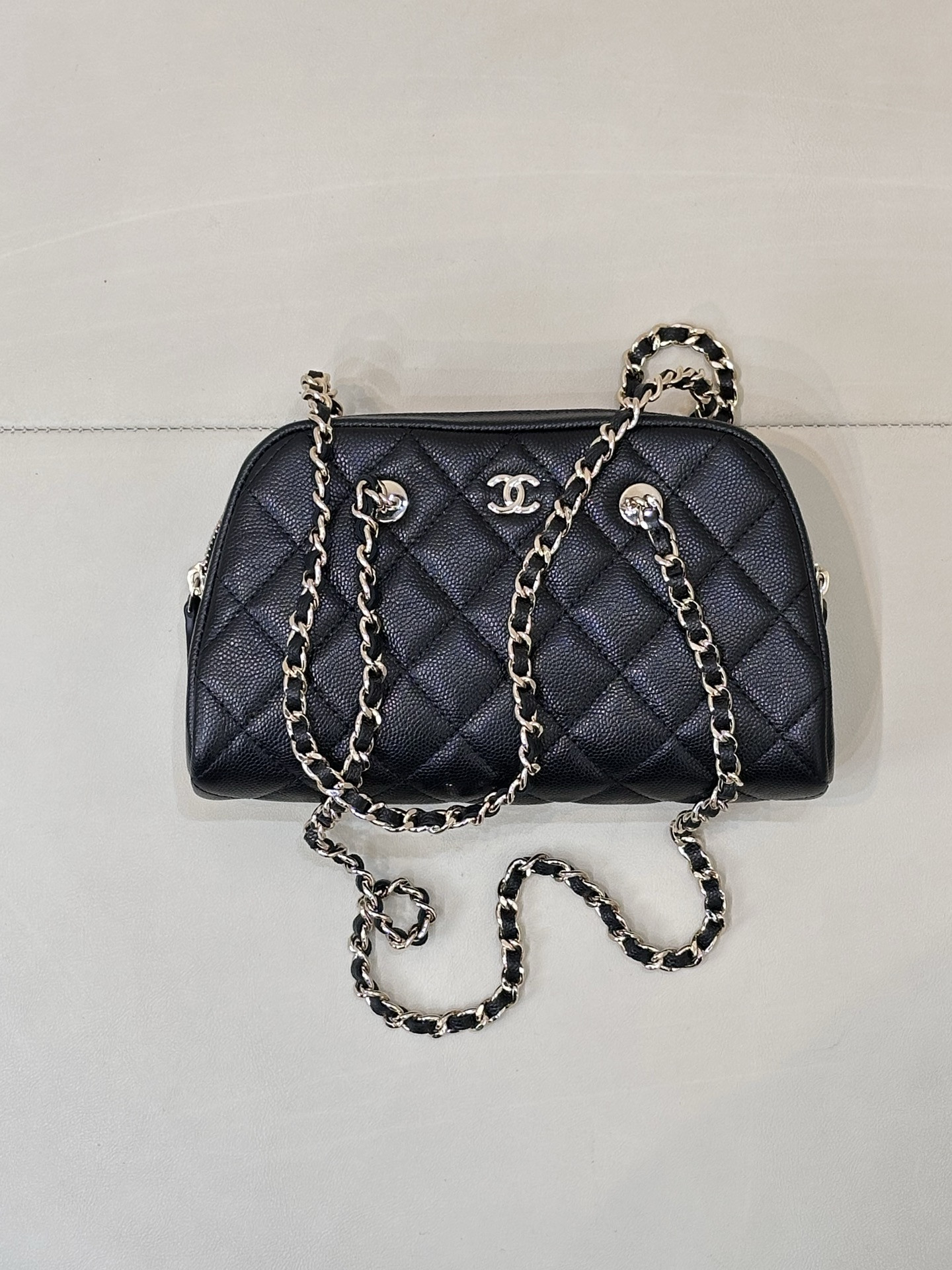 Ch@nel Clutch With Chain - Grained Shiny Calfskin & Gold-tone Metal-19*11*5.5CM