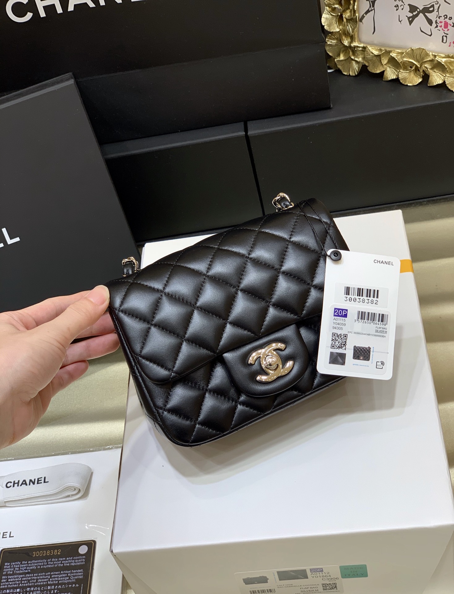Ch@nel Flap Bag-Lambskin-17CM