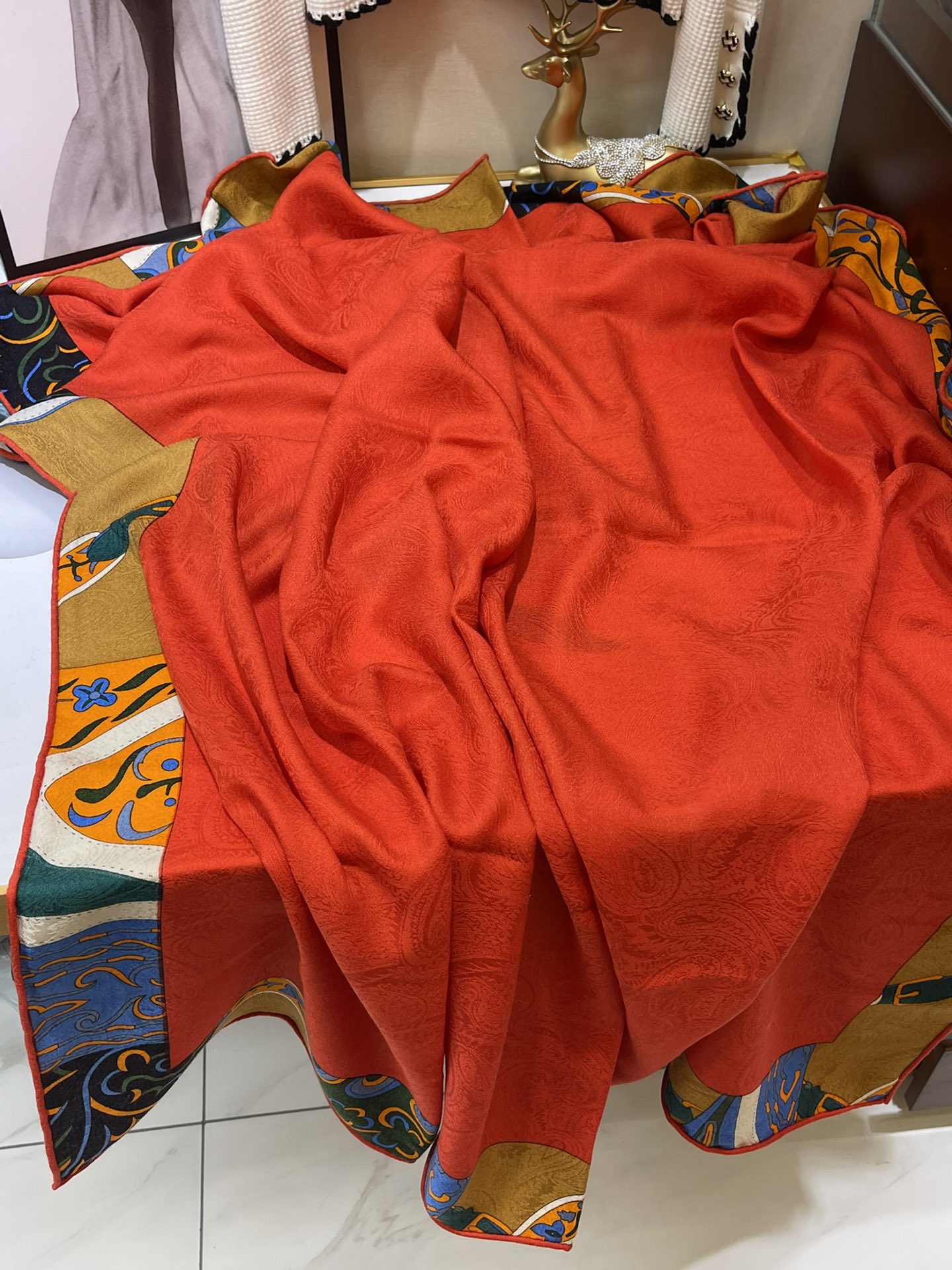 H**mes square towel-140*140cm