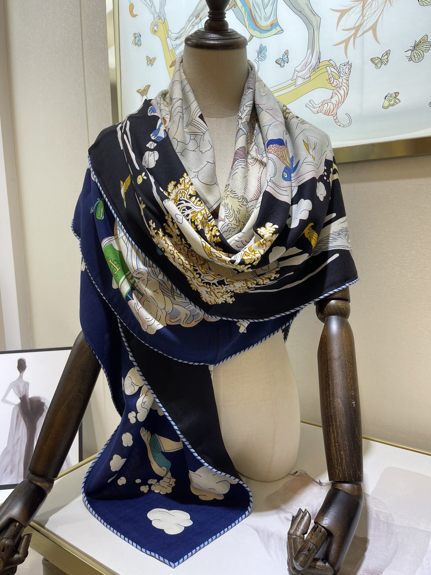 H**mes square towel-140*140cm