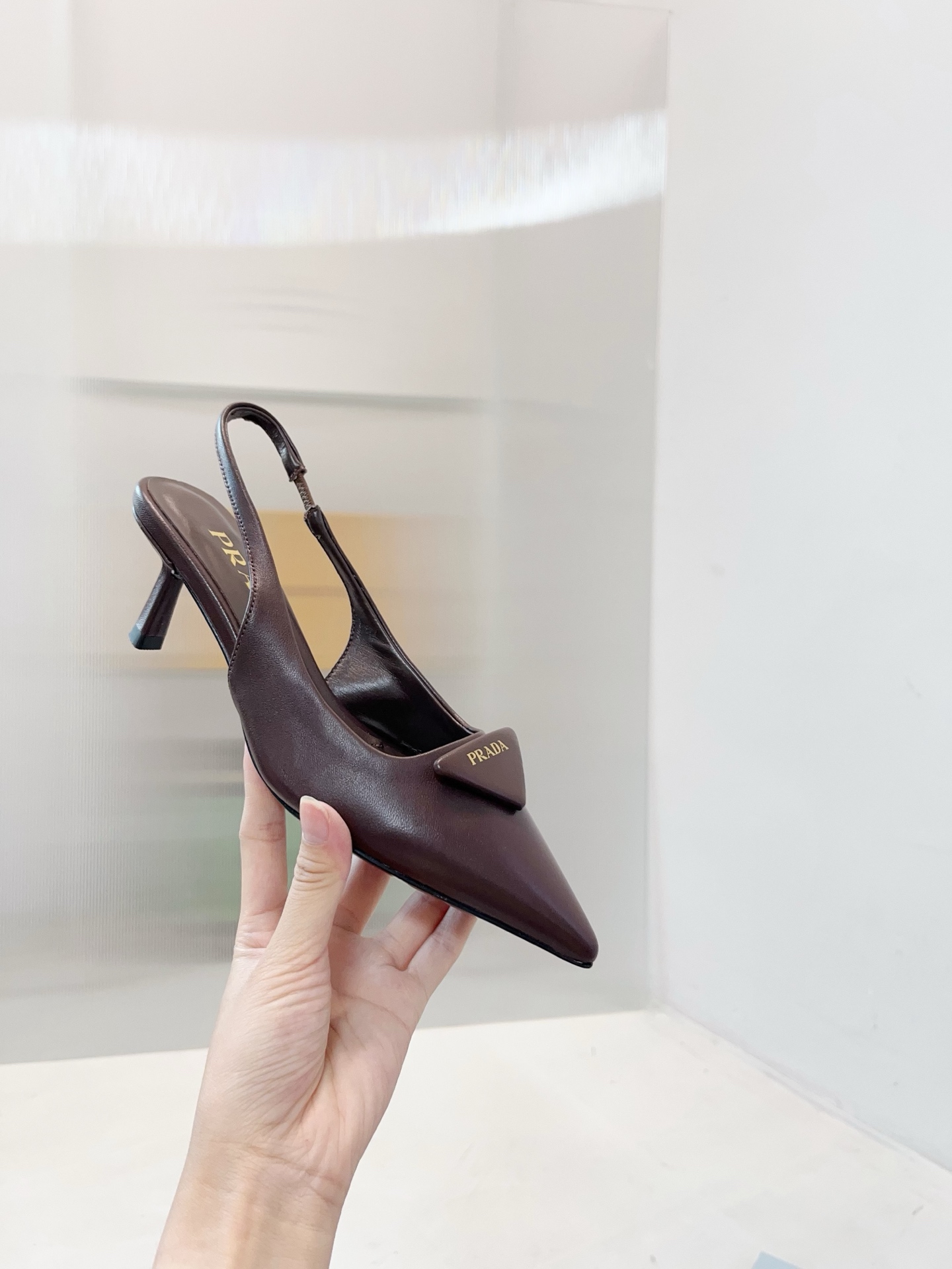 Pra*a Slingback Leather Pumps-5.5CM