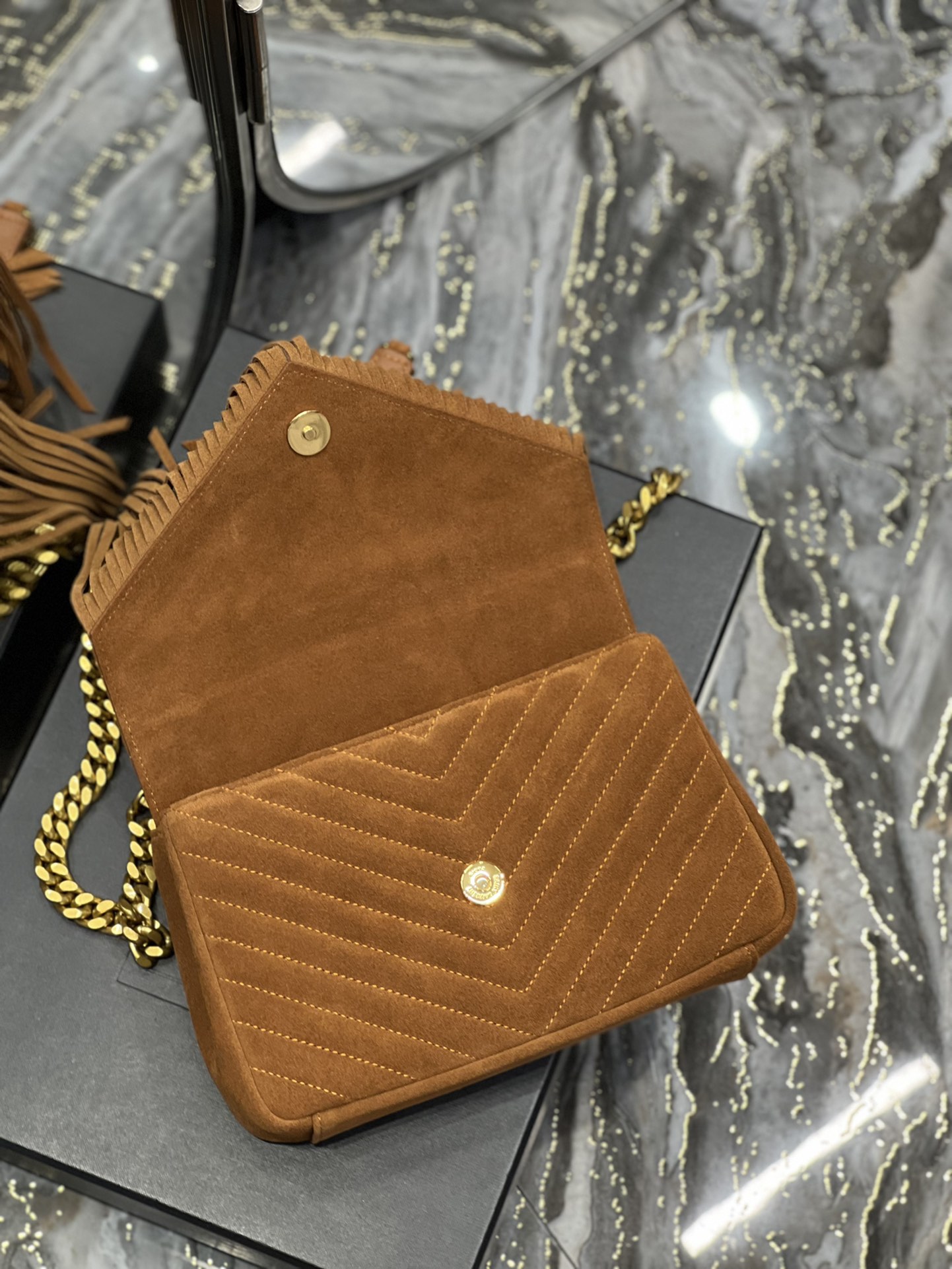 YS L Monogram College Bag-24*17*7CM