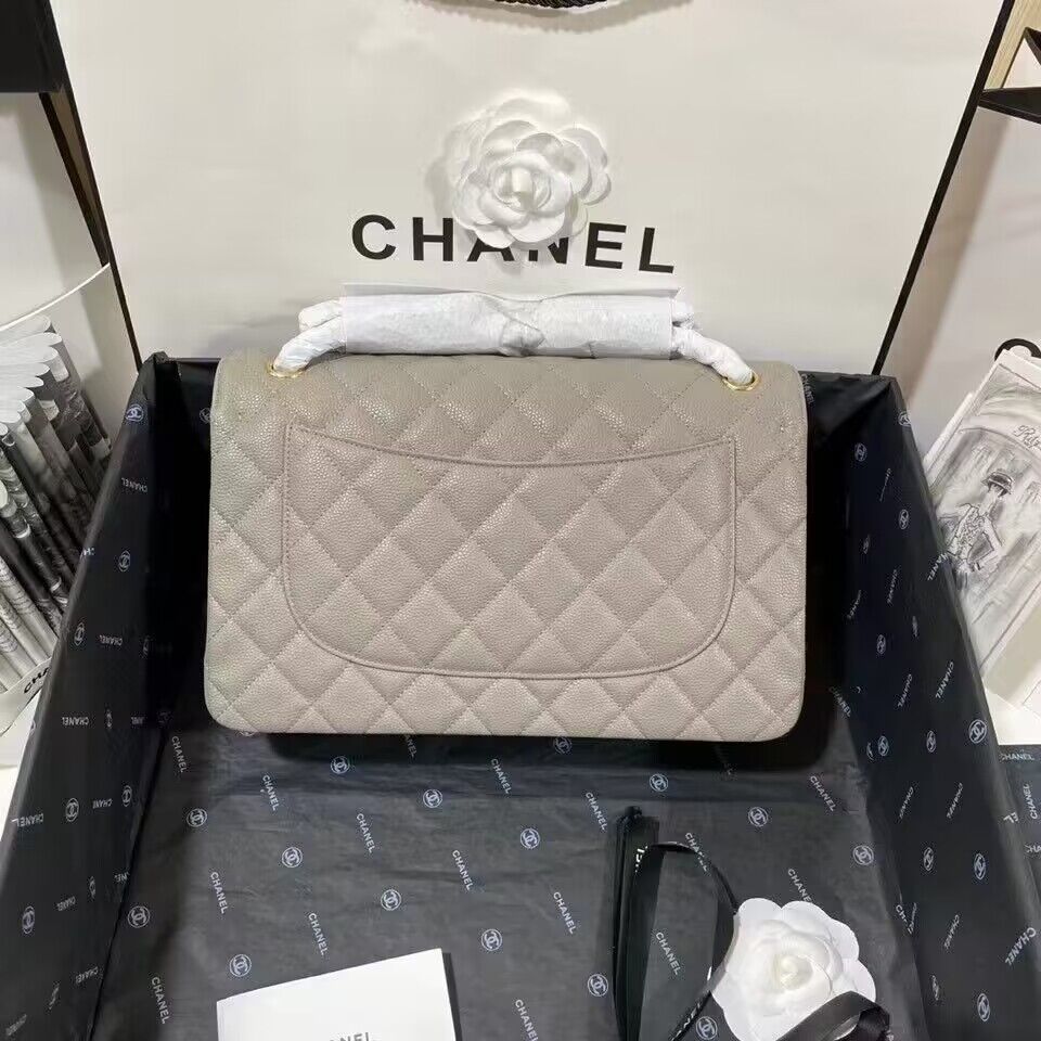 Ch@nel Flap Bag-Caviar-Gold-30CM