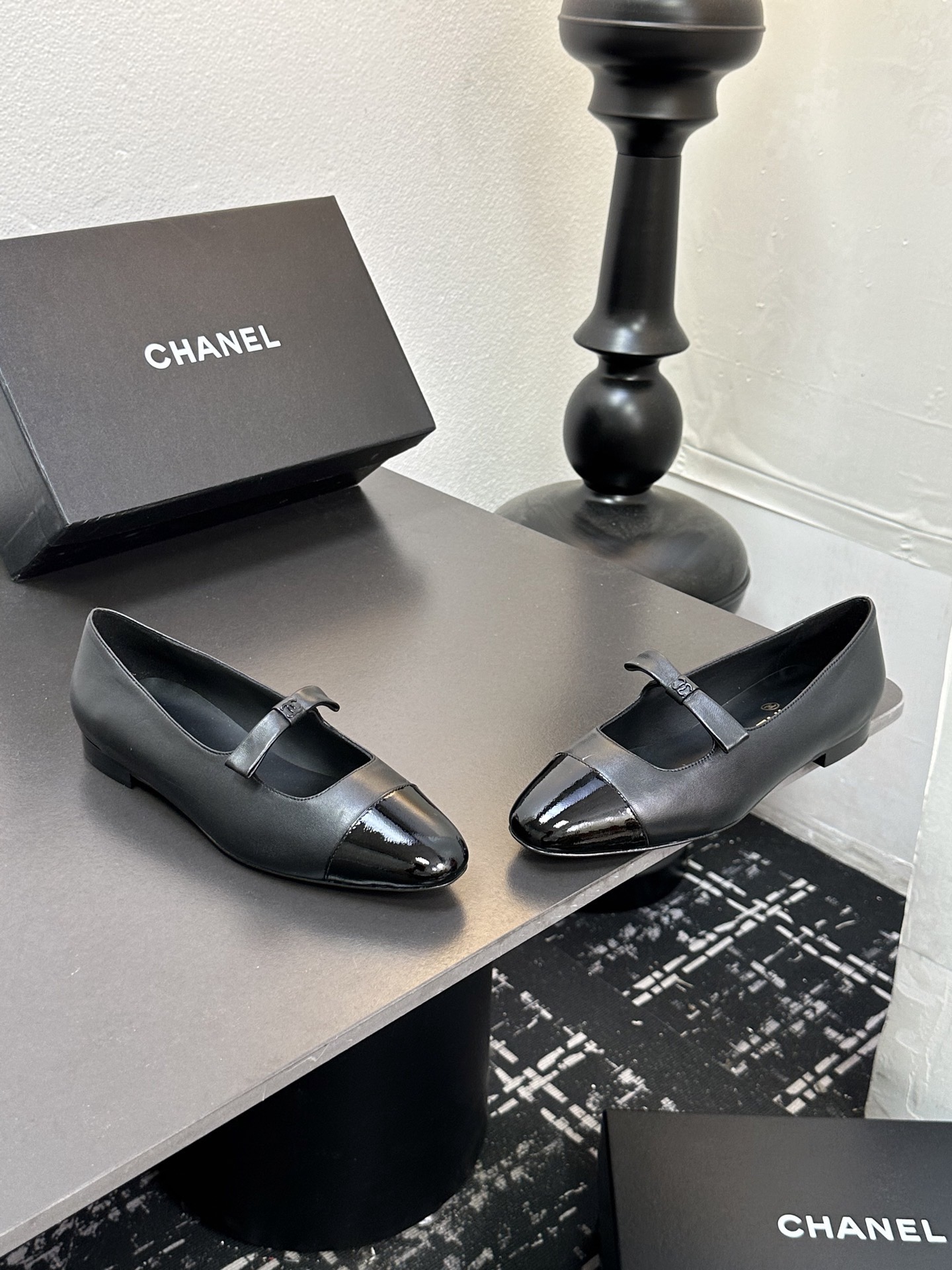 Chan*el Patent Calfskin Mary Janes Flats