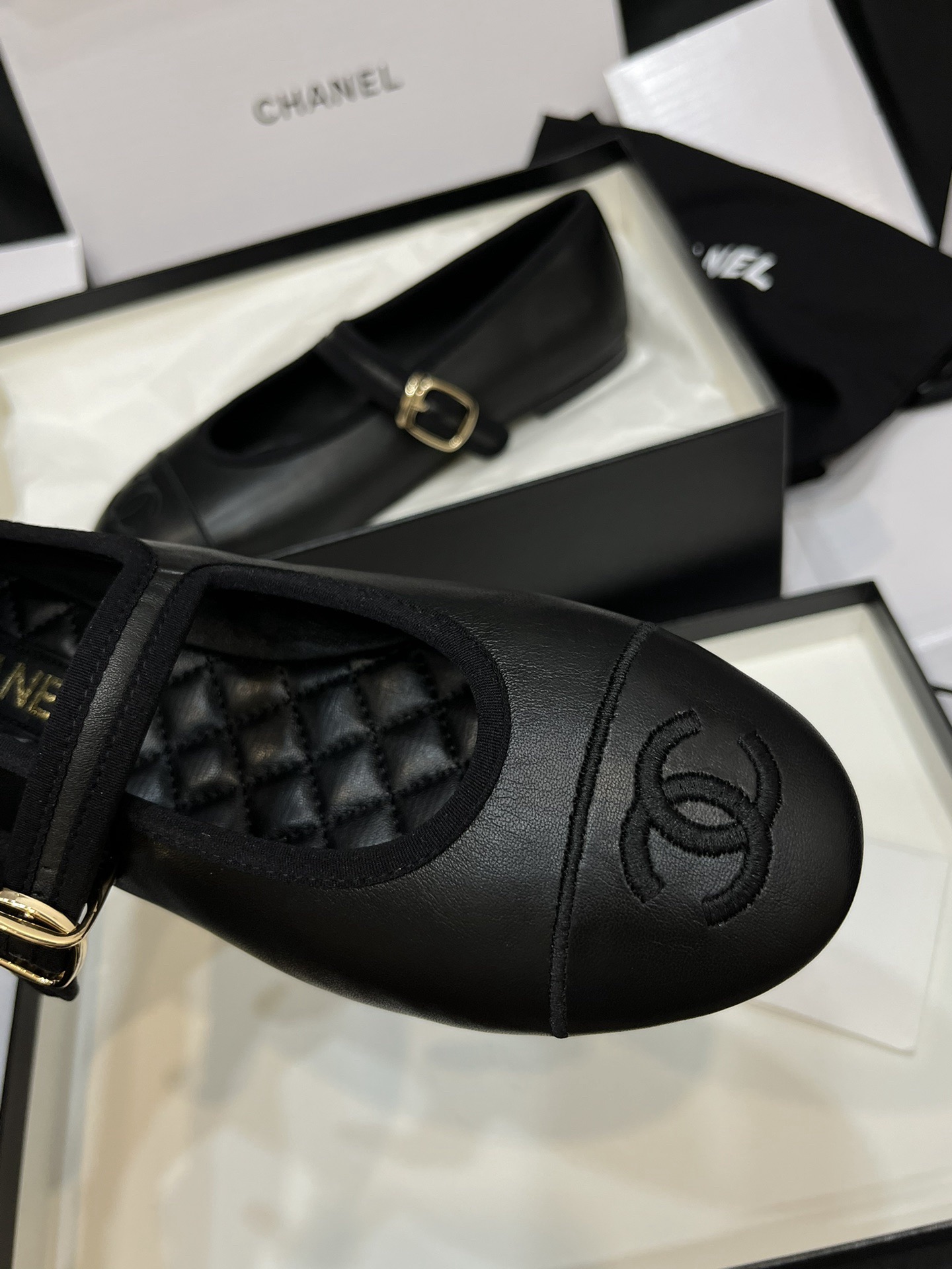 Cha*el Lambskin Mary Jane Flats