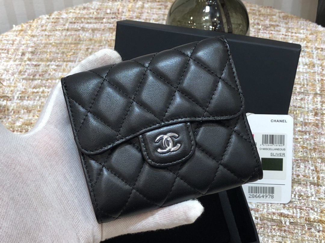 Ch@nel Wallet-Gold Harware-Lamskin-11*10CM