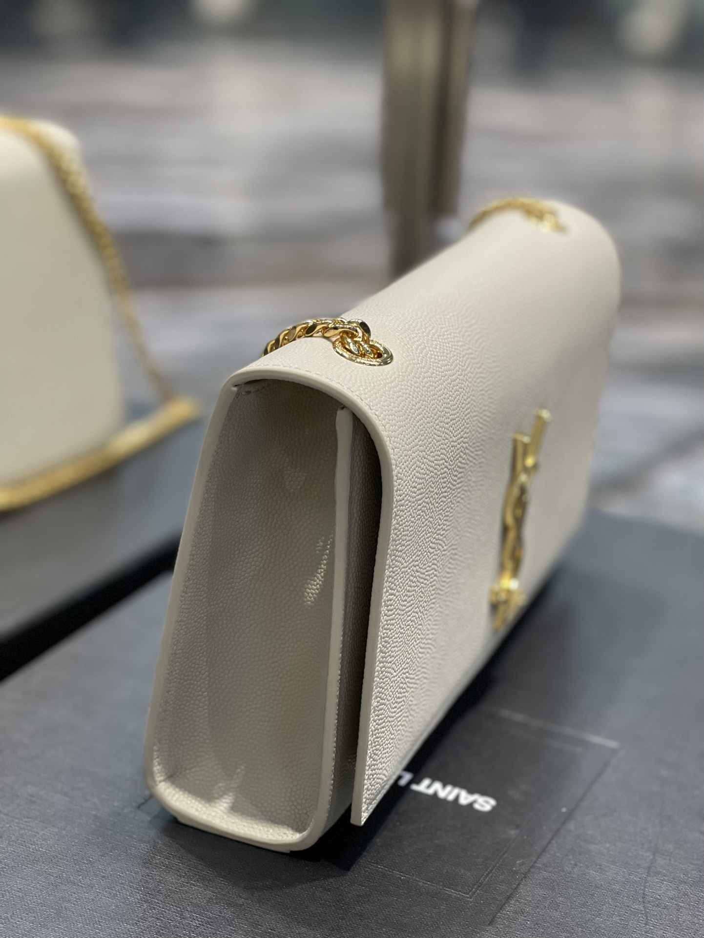 Y*L medium in grain de pouder embossed leather-24*14.5*5.5cm