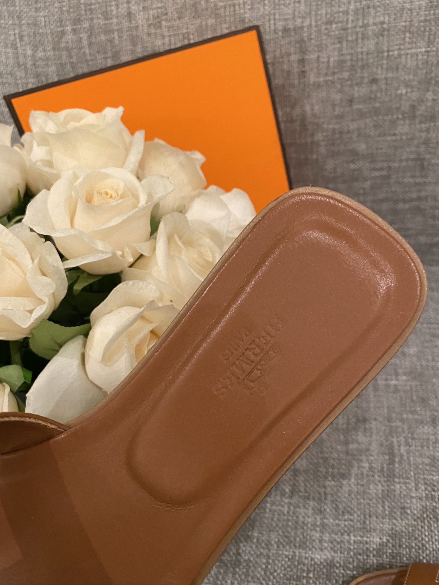 H**mes slippers in smooth leather