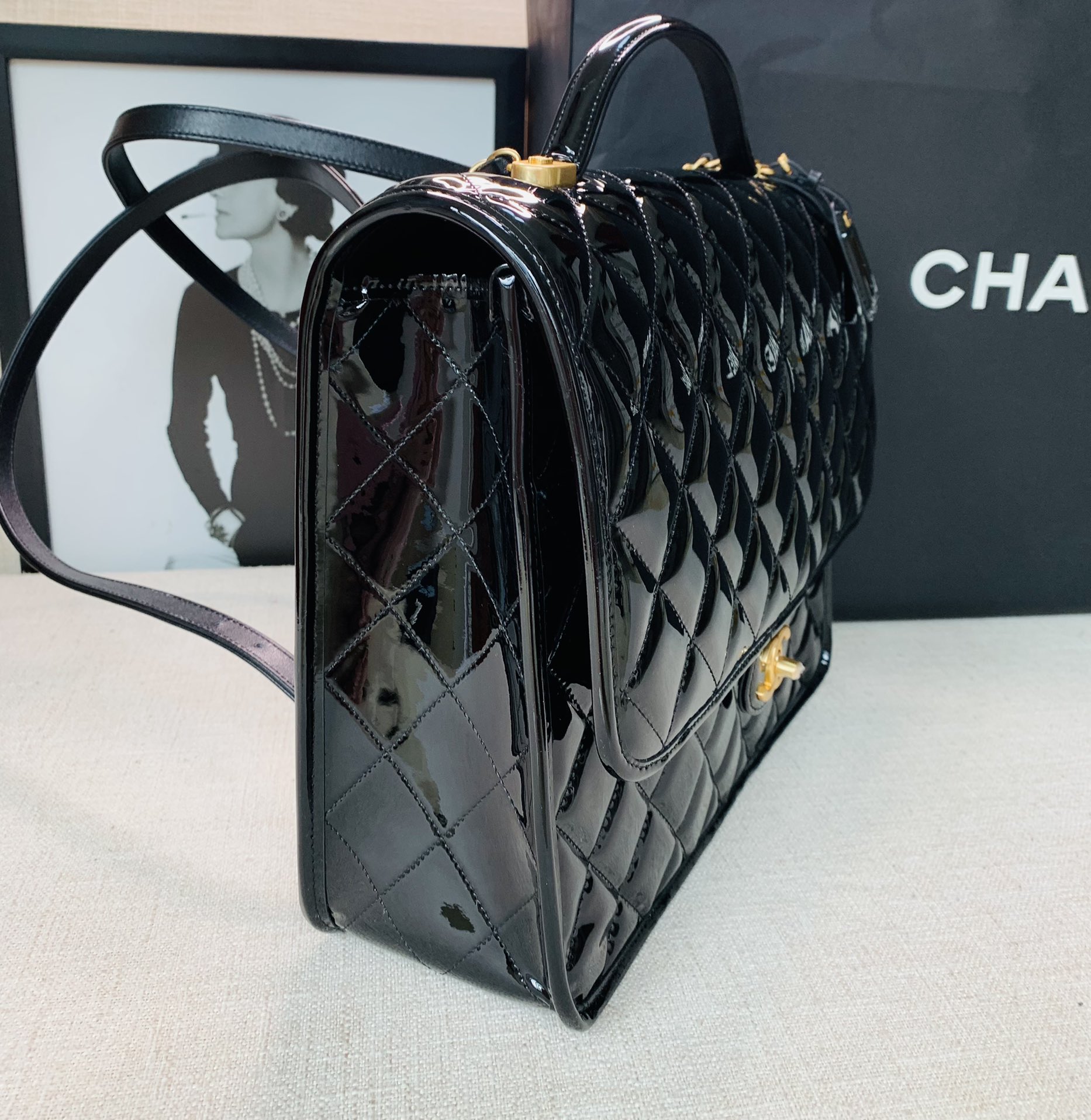 Ch@nel Patent Leather Briefcaseg-31.5*31*9CM