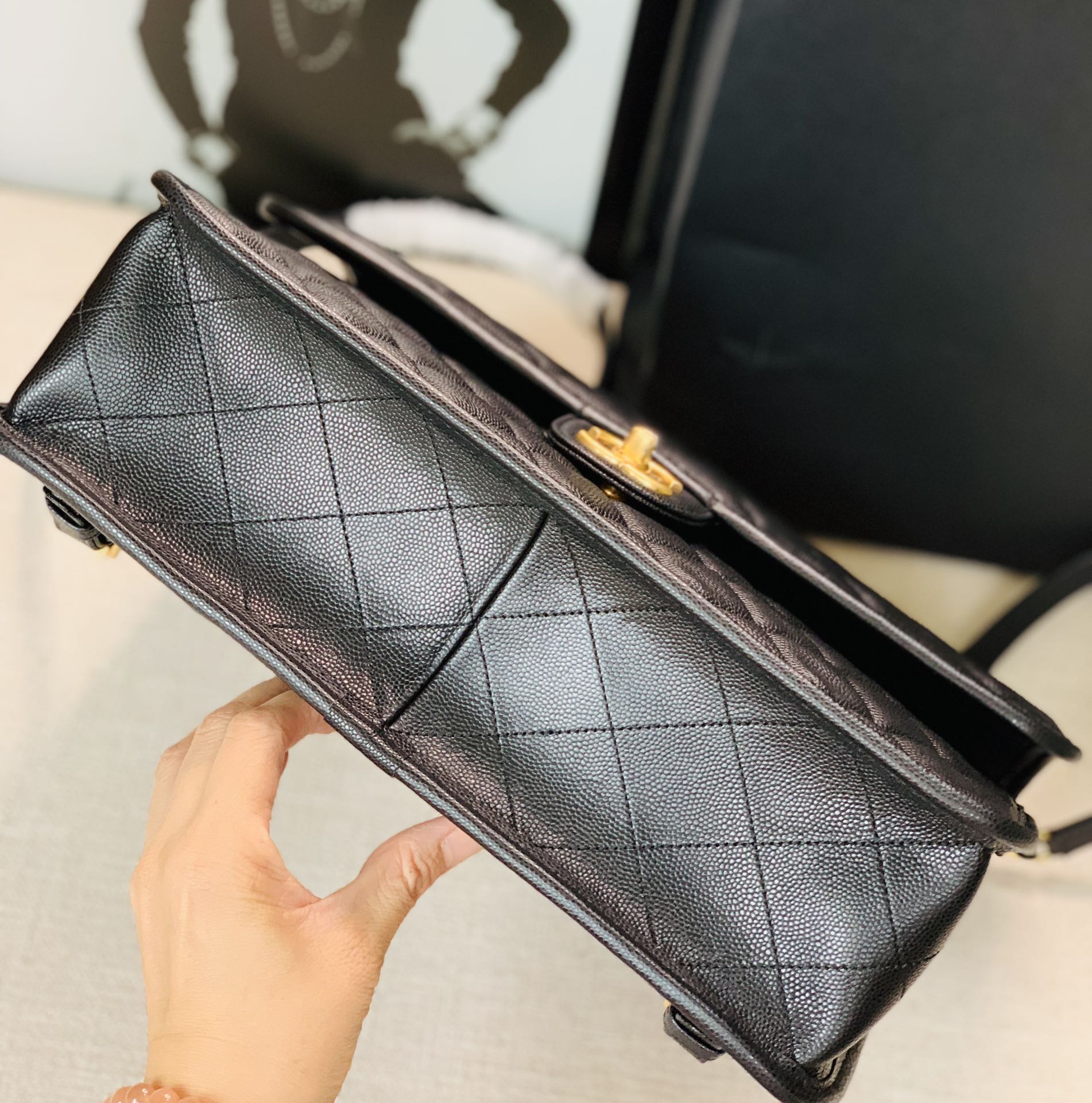 Ch@nel Caviar Leather Briefcaseg-31.5*31*9CM