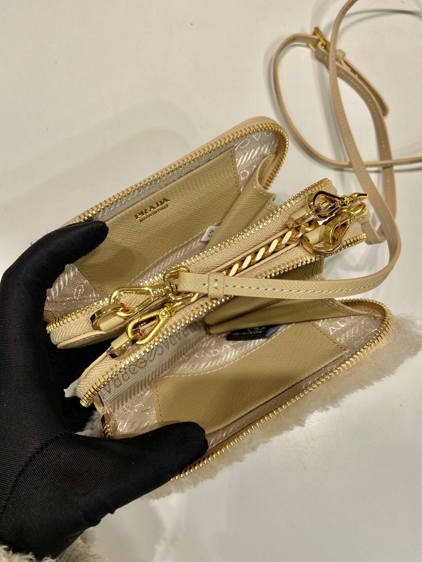 Pra*a 1nr015 double triangle bag -15*10*5cm