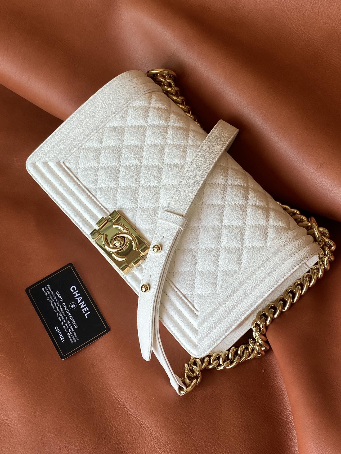 Ch@nel Boy Bag-Caviar-25CM