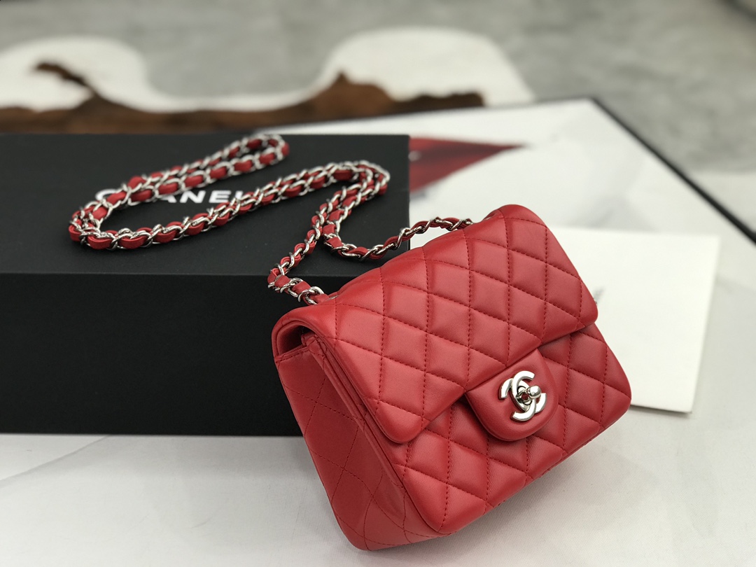 Ch@nel Flap Bag-Lambskin Leather-17CM