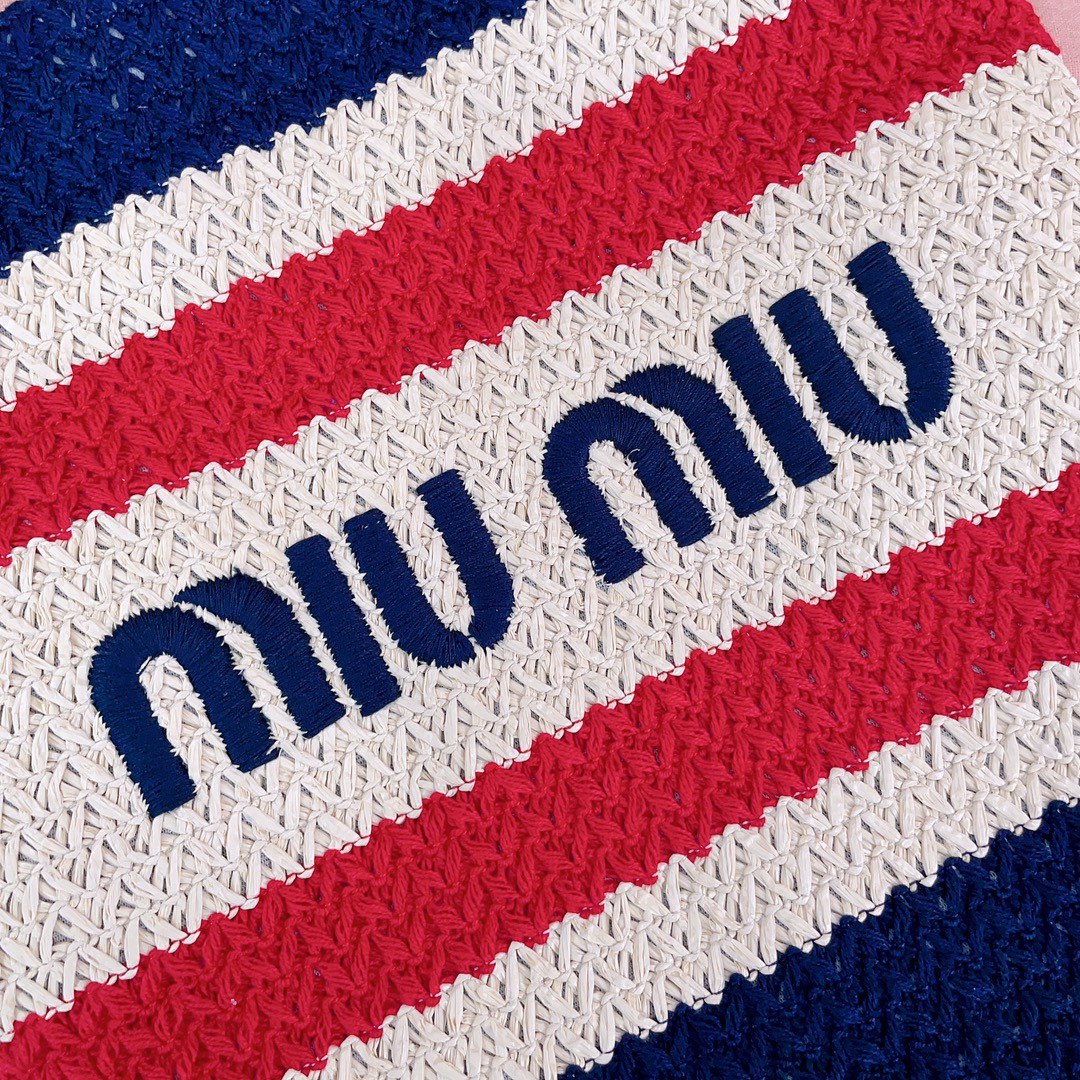 M*um*u striped crochet tote bag-30x38cm