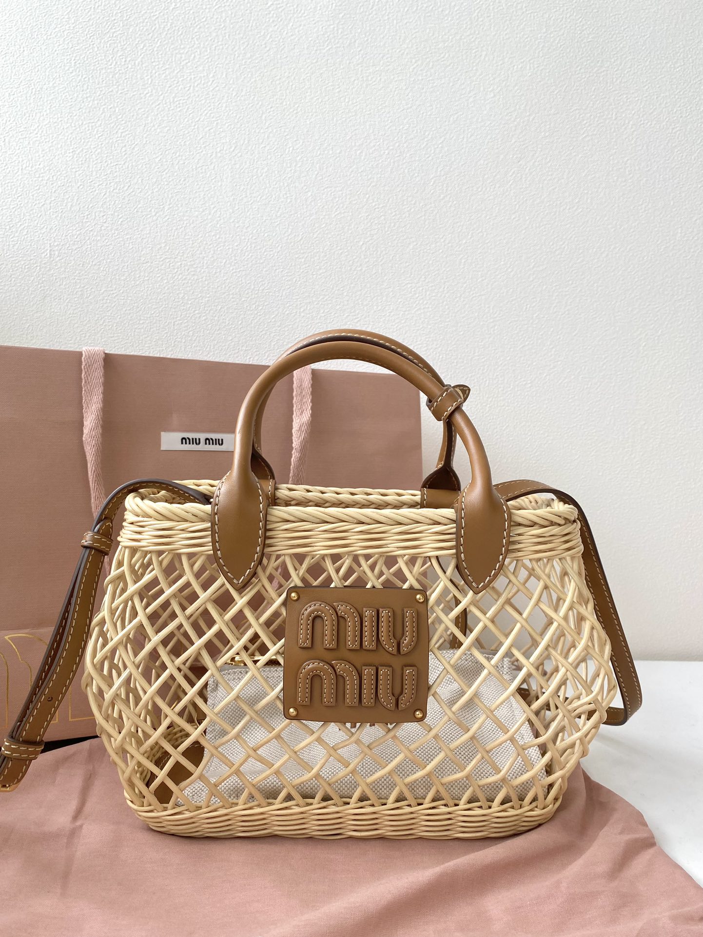 M*um*u bamboo woven bag-9×18×23.5cm