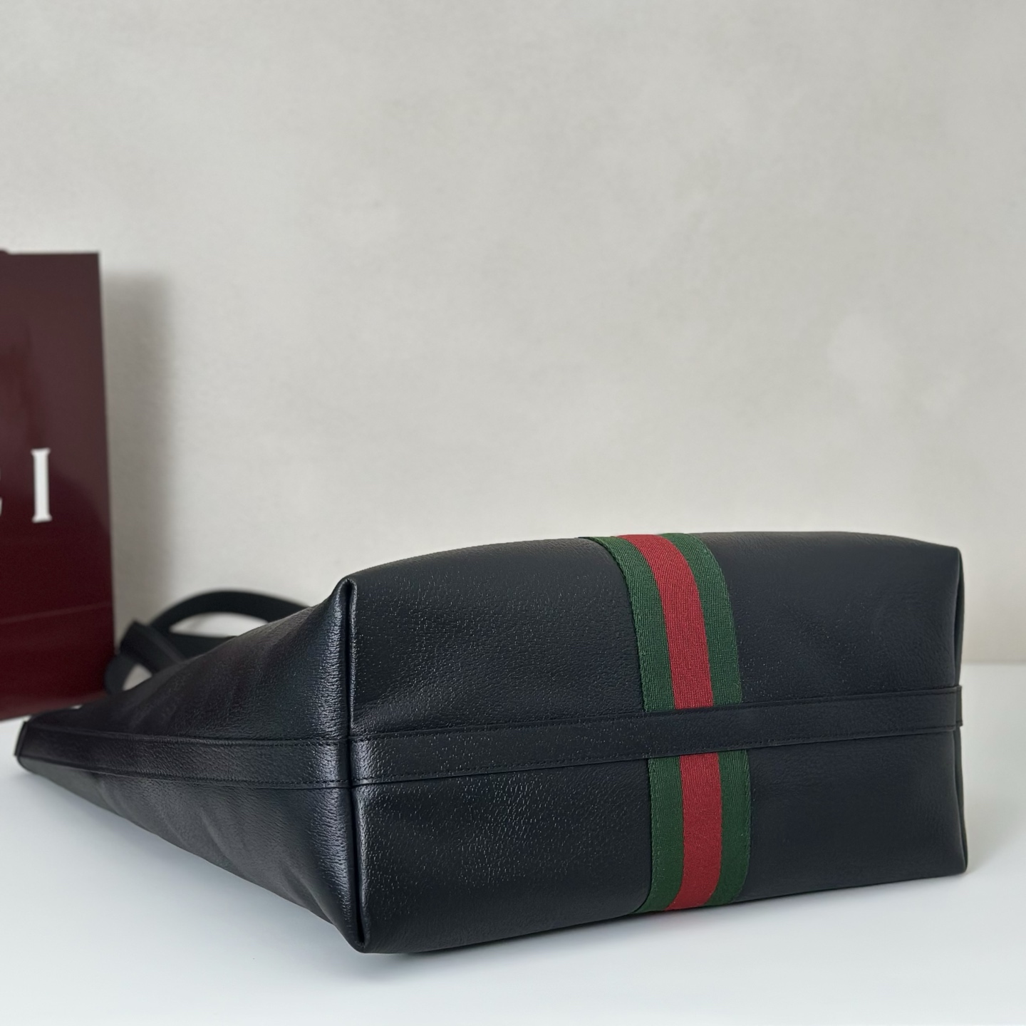 Gvc*1 ophidia large tote bag in black soft leather-38*43*16.5cm