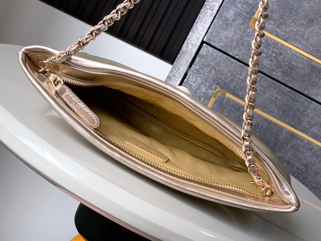 Ch@nel Clutch Bag with Chain Lambskin-14x24 x 5CM