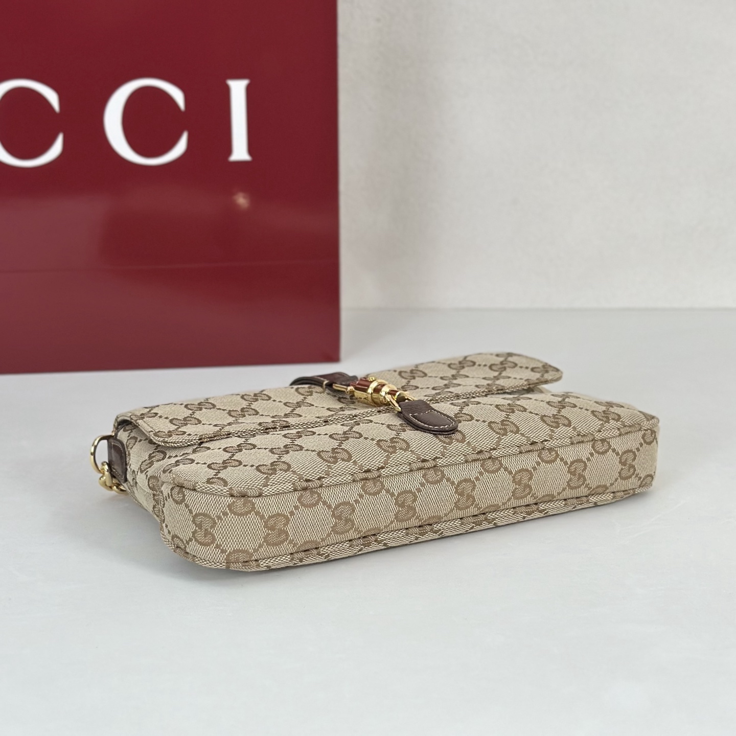 Guc*ci Aperitivo Medium Shoulder Bag In Sand And Brown GG-16*14.5*3.5CM