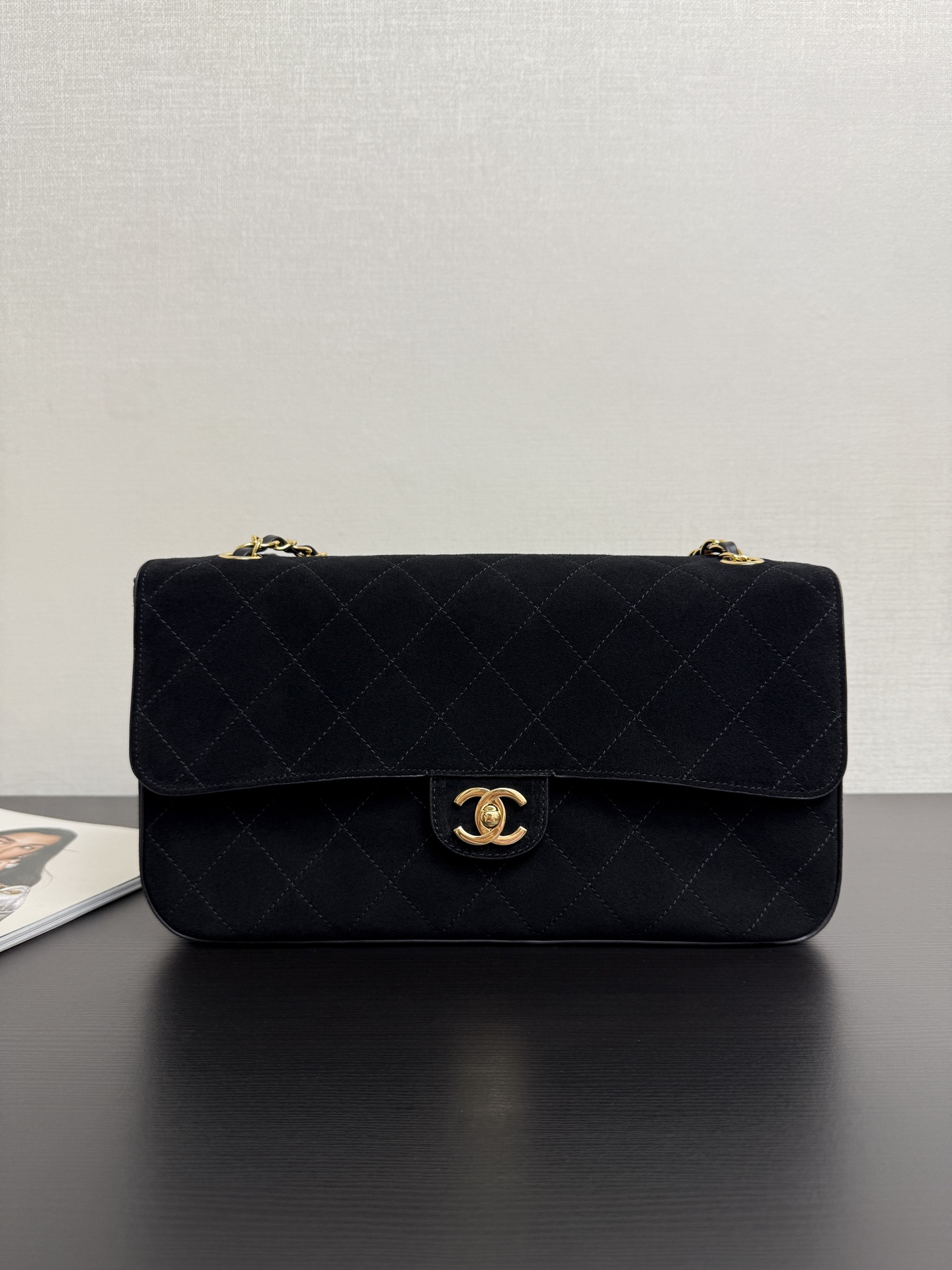 Cha*nel Suede Calfskin Souplissimo Maxi Flap-32CM