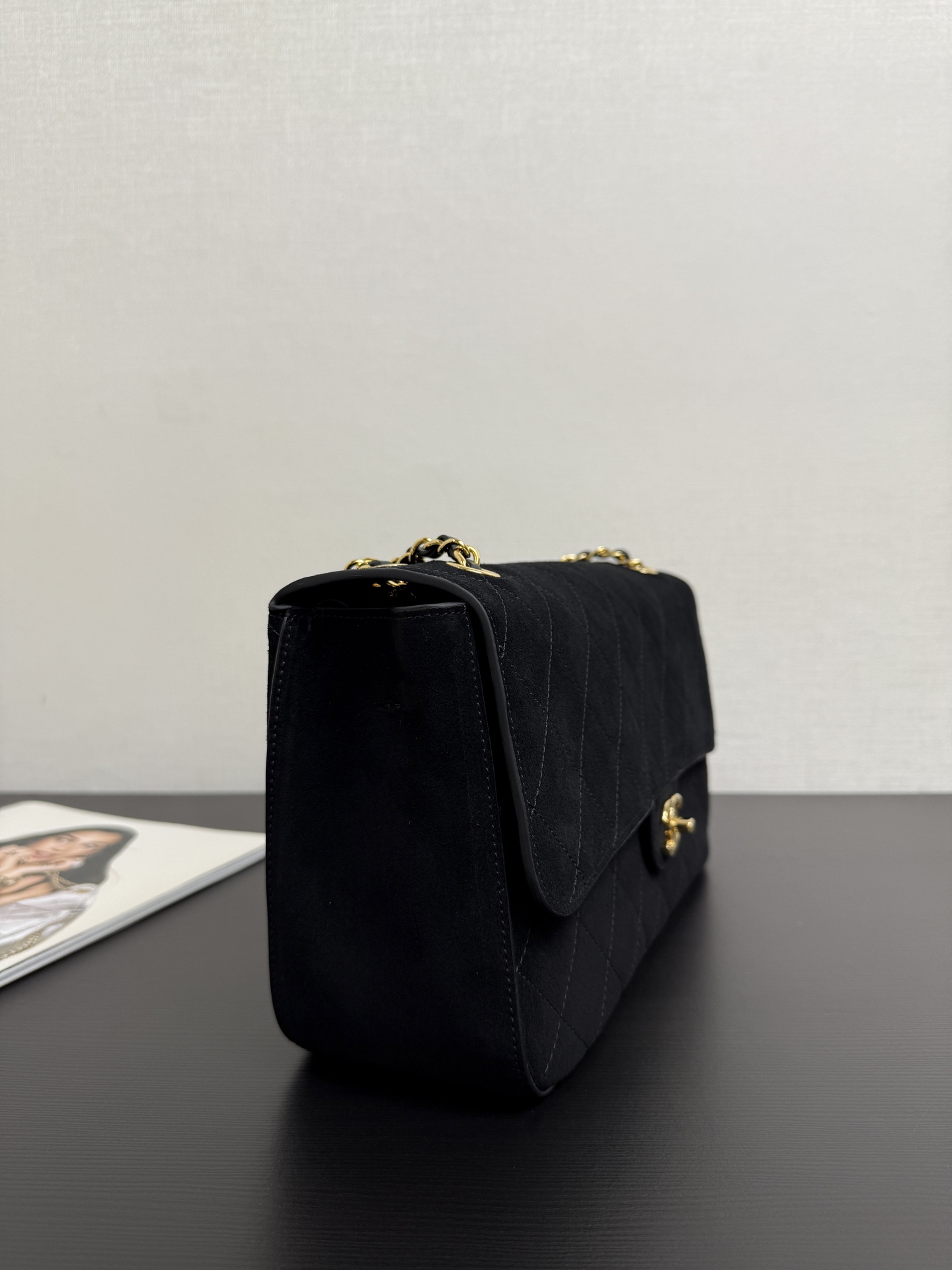 Cha*nel Suede Calfskin Souplissimo Maxi Flap-32CM
