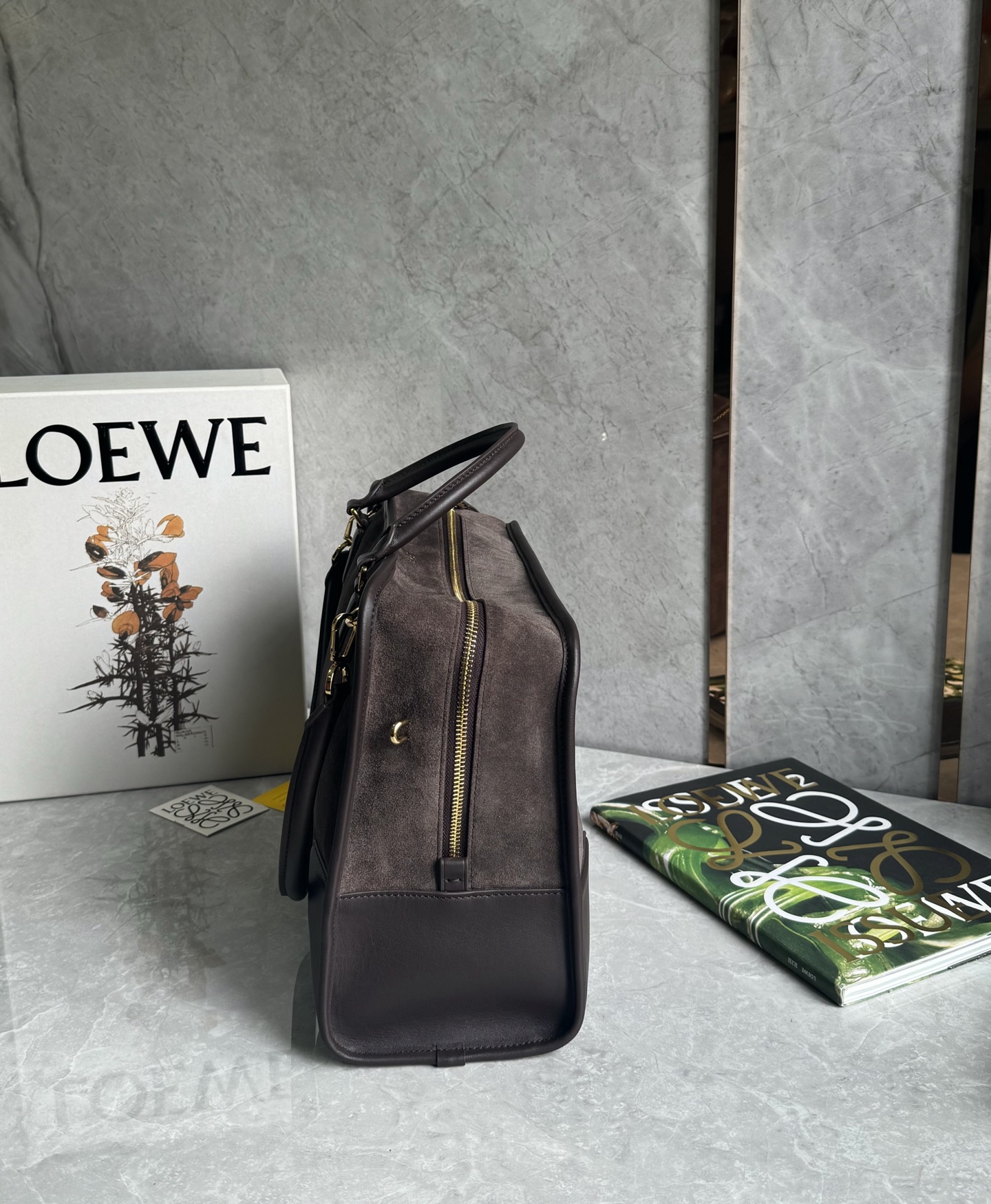 L0ew* Amazone Large Suede Top Handle Bag-34.5*27*14CM