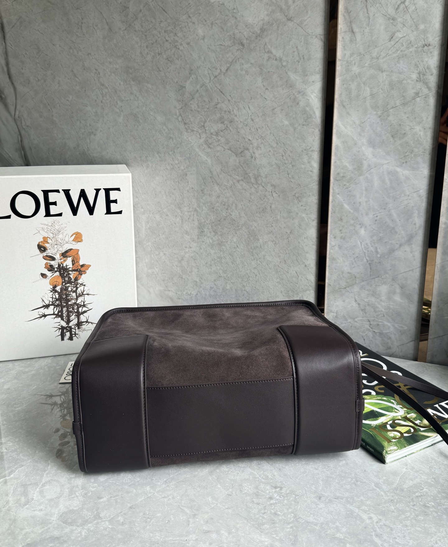 L0ew* Amazone Large Suede Top Handle Bag-34.5*27*14CM