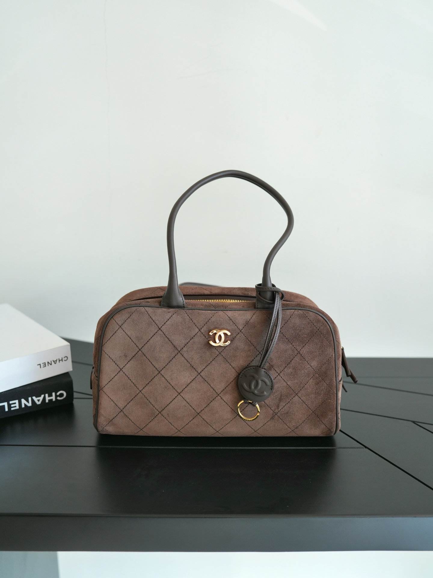 Ch@nel Suede Calfskin Perfect Bowling Bag